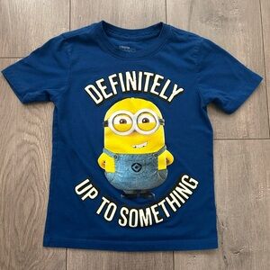 Blue Kids Minion Graphic Tee - Definitely Up To Something - XS 4/5 kids